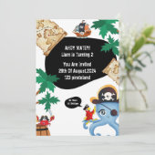 AHOY MATEY PIRATE VERJAARDAG UITNODIGING VOOR JONG (Staand voorkant)