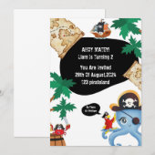 AHOY MATEY PIRATE VERJAARDAG UITNODIGING VOOR JONG (Voorkant / Achterkant)