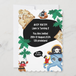 AHOY MATEY PIRATE VERJAARDAG UITNODIGING VOOR JONG