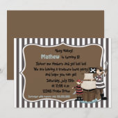 Ahoy Matey - Pirate verjaardagsfeest, uitnodiging (Voorkant / Achterkant)