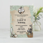  Ahoy Matey Pirate verjaardagsfeestje Wereldkaart Kaart (Staand voorkant)