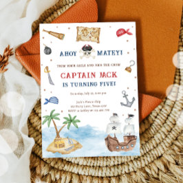Ahoy Matey! Piratenschip Treasure Boy Verjaardag Kaart