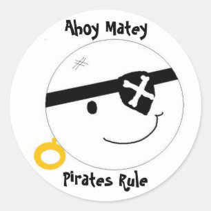 Ahoy Matey Pirates Rule Ronde Sticker
