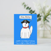 Ahoy Matey praat als een pirate Day Cartoon Cat Briefkaart (Staand voorkant)