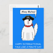 Ahoy Matey praat als een pirate Day Cartoon Cat Briefkaart (Voorkant / Achterkant)