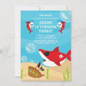 Ahoy Matey! Red Shark Pirate onder Zee Verjaardag Kaart (Voorkant)