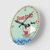 Ahoy Matey. Speciaal gepersonaliseerde Kinder wand Ronde Klok (Hoek)