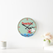 Ahoy Matey. Speciaal gepersonaliseerde Kinder wand Ronde Klok (Huis)