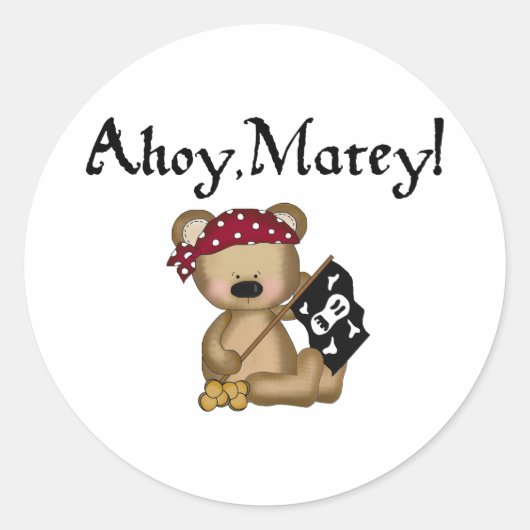Ahoy Matey Teddy Bear Pirate Stickers (Voorkant)
