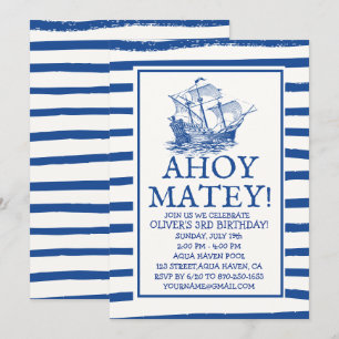Ahoy Matey! Verjaardag Black Pirate Ship Kaart