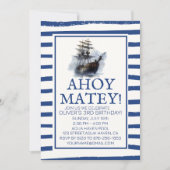 Ahoy Matey! Verjaardag Black Pirate Ship Kaart (Voorkant)