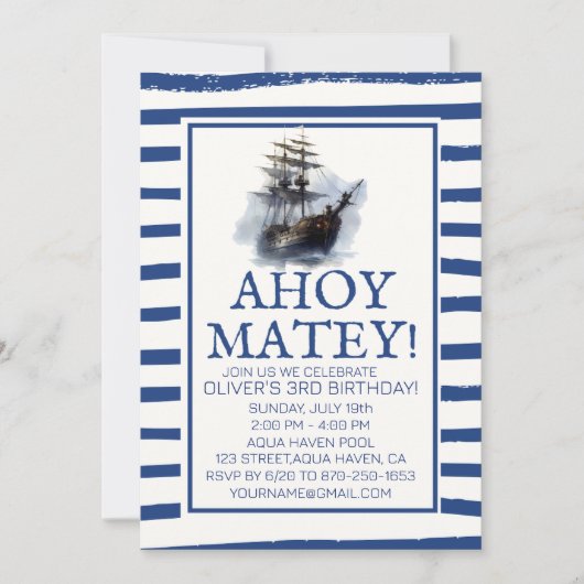 Ahoy Matey! Verjaardag Black Pirate Ship Kaart (Voorkant)