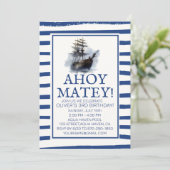 Ahoy Matey! Verjaardag Black Pirate Ship Kaart (Staand voorkant)