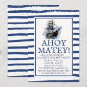 Ahoy Matey! Verjaardag Black Pirate Ship Kaart (Voorkant / Achterkant)