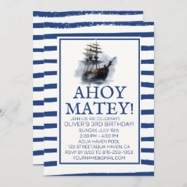 Ahoy Matey! Verjaardag Black Pirate Ship Kaart