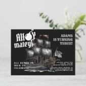 Ahoy Matey! Verjaardag Dark Pirate Ship Kaart (Staand voorkant)