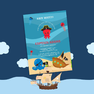 Ahoy Matey! Verjaardag Octopus Pirates Boys Kaart