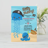 Ahoy Matey! Verjaardag Octopus Pirates Boys Kaart (Staand voorkant)