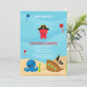 Ahoy Matey! Verjaardag Octopus Pirates Boys Kaart (Staand voorkant)