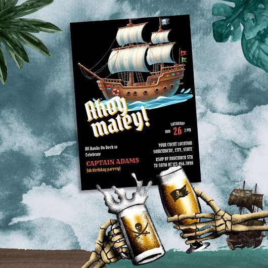 Ahoy Matey! Verjaardag piratenschip Kaart