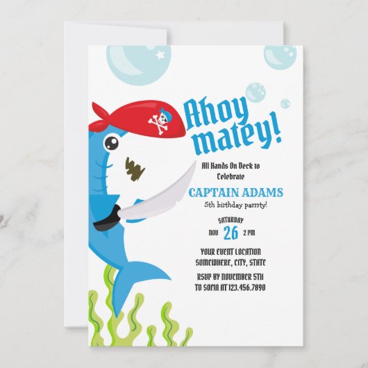 Ahoy Matey! Verjaardag van de blauwe haai Kaart (Voorkant)