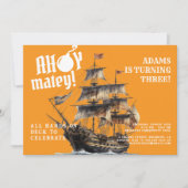 Ahoy Matey! Verjaardag van het Oranje piratenschip Kaart (Voorkant)