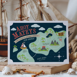 Ahoy Mateys Birthday Invite Kaart