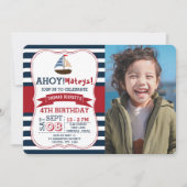 Ahoy Mateys! Nautical Boat Boys Foto van Birthday Kaart (Voorkant)