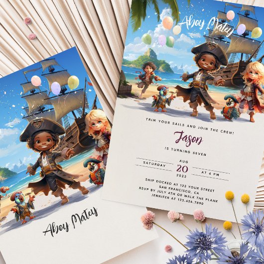Ahoy Mateys! Pirate Paradise Island Birthday Bash Kaart