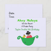 Ahoy Mateys Pirate Party Kaart (Voorkant / Achterkant)