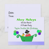 Ahoy Mateys Pirate Party Kaart (Voorkant / Achterkant)