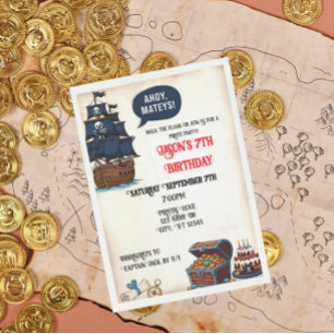 Ahoy Matey's piratenverjaardagsfeestje Kaart