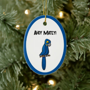 Ahoy Matrozen Piraat Papegaai Cartoon, Grappige Ar Keramisch Ornament