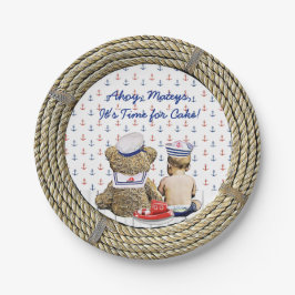 Ahoy, Matyes, Boy's Baby shower Nautical Papieren Bordje