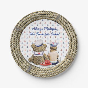 Ahoy, Matyes, Boy's Baby shower Nautical Papieren Bordje