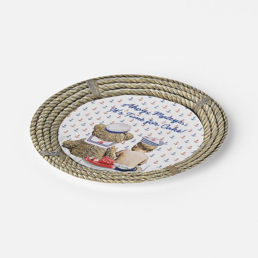 Ahoy, Matyes, Boy's Baby shower Nautical Papieren Bordje (Gekanteld)