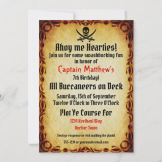 Ahoy Me Hearties Pirate verjaardagsfeestje Kaart