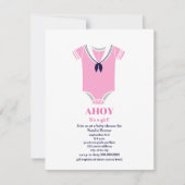 Ahoy meisje nautische zeiler pak Baby shower Kaart (Voorkant)