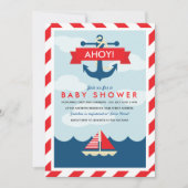 Ahoy. Nautical Baby shower Invitation Kaart (Voorkant)