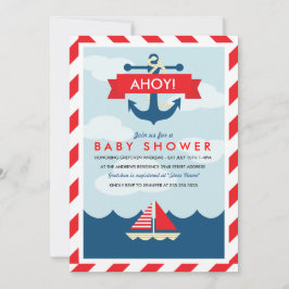 Ahoy. Nautical Baby shower Invitation Kaart