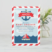Ahoy. Nautical Baby shower Invitation Kaart (Staand voorkant)