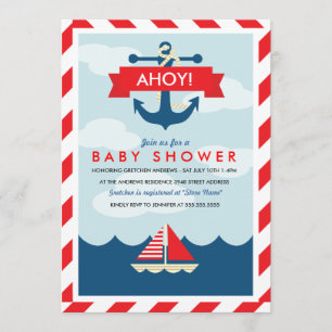 Ahoy. Nautical Baby shower Invitation Kaart