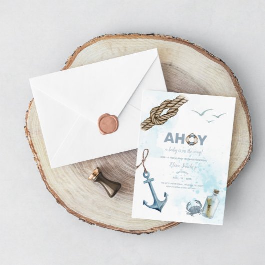 Ahoy. Nautical Baby shower Invitation Kaart