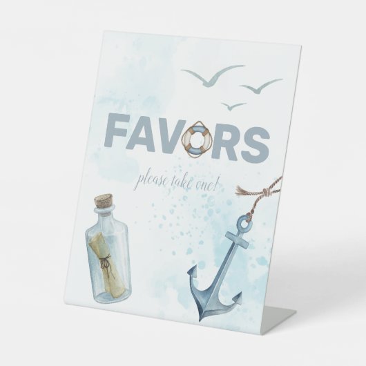 Ahoy. Nautical Baby shower Pedestal Sign Reclamebord Met Voetstuk (Voorkant)