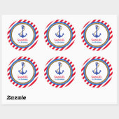 AHOY! Nautical Birthday Baby shower Ronde Sticker (Vel)