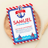 AHOY! Nautical Birthday Party Invitation Kaart