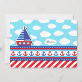 AHOY! Nautical Birthday Party Photo Invitation Kaart (Achterkant)