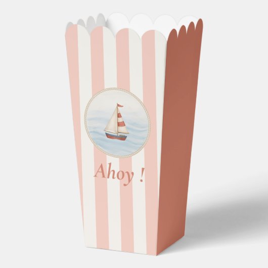 Ahoy Nautical Birthday | Red Stripe & Zeilboot Bedankdoosjes (Voorkant)