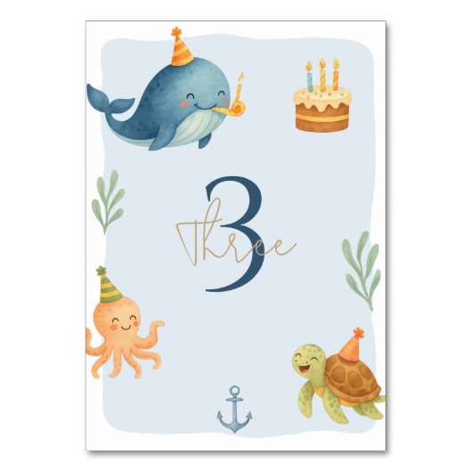 Ahoy Nautical Birthday | Walvis en Zee Dieren Kaart (Achterkant)