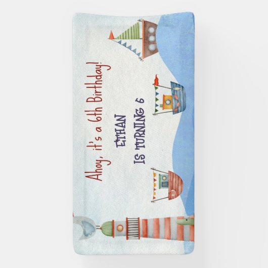 Ahoy Nautical kinder waterverf Spandoek (Verticaal)